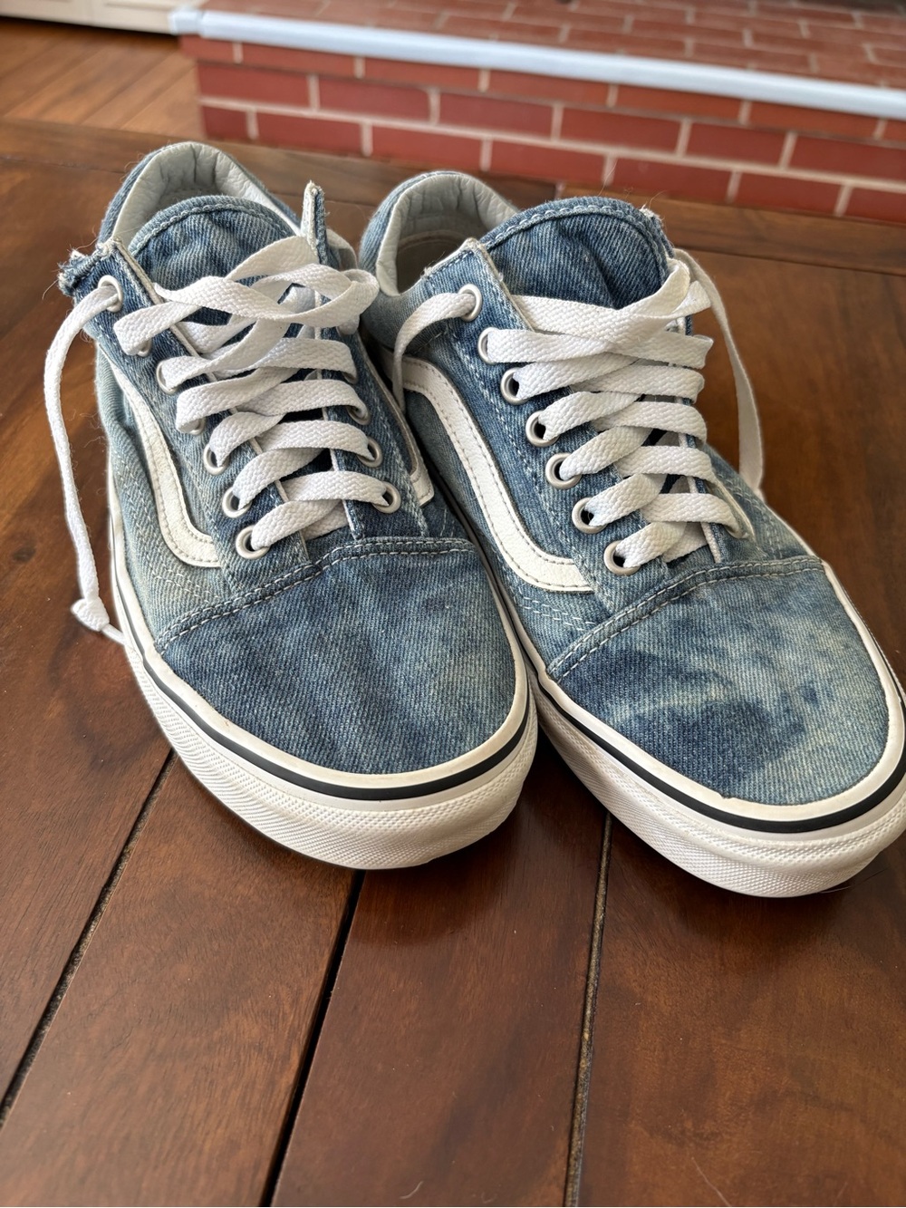 Vans Old Skool acid wash Denim Low-Top Sneakers size men 7 / Womens 8.5